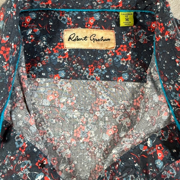 Robert Graham Shirt Mens Medium Floral Flip Cuff Button Down Long Sleeve - Picture 4 of 15